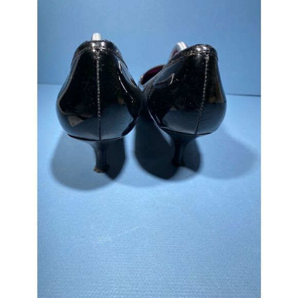 Beverly Feldman Black  Leather Kitten Heels Size 6,5 - Picture 5 of 8